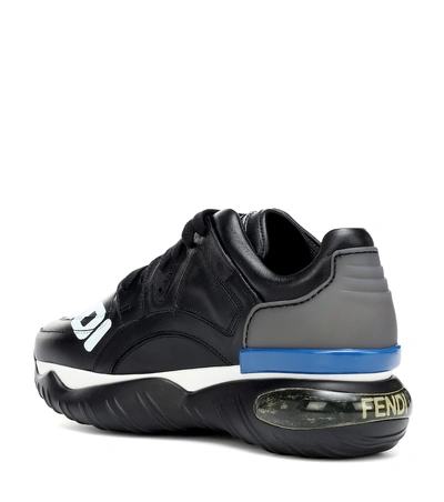 Shop Fendi Mania Leather Sneakers In Black