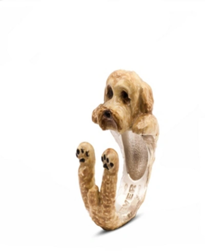Shop Dog Fever Labradoodle Beige Hug Ring In Sterling Silver And Enamel