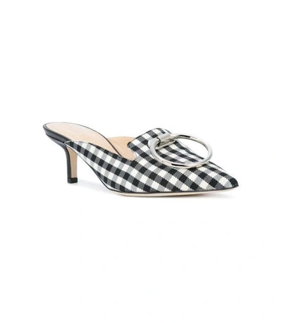 Shop Monse Checked Pointed Mules In Black/white