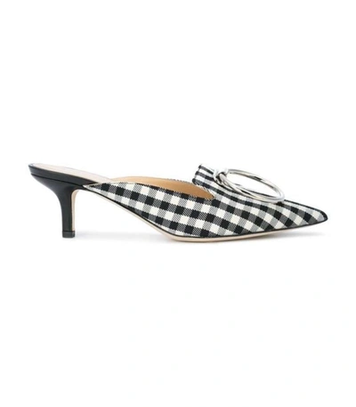 Shop Monse Checked Pointed Mules In Black/white