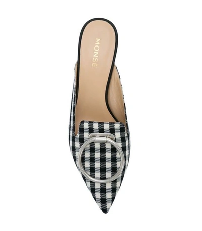 Shop Monse Checked Pointed Mules In Black/white