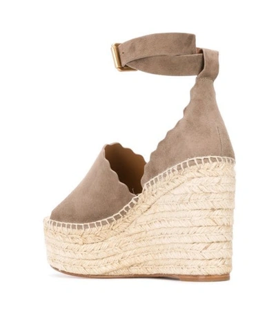 Shop Chloé Lauren Espadrille Sandals In Grey