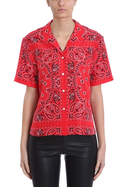 Shop Alexander Wang Red Silk Bandana Print Button Down Shirt