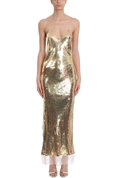 Shop Stella Mccartney Gold Sequins Silk Dress