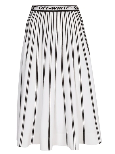 Shop Off-white Long Pleated Skirt In Multicolor