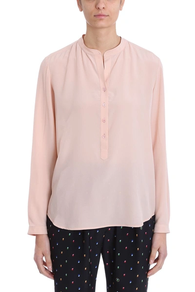 Shop Stella Mccartney Mao Collar Pink Silk Blouse In Rose-pink