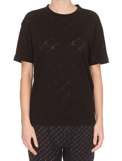 Shop Stella Mccartney Devore Monogram T-shirt In Black