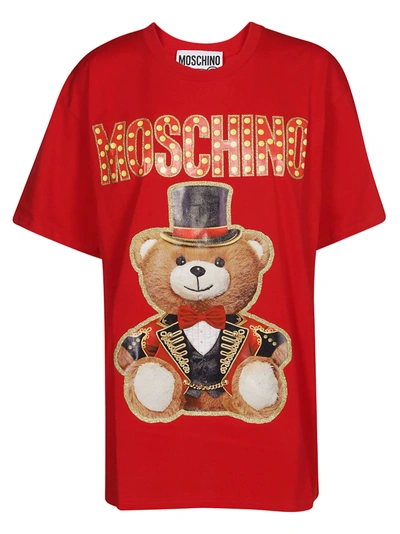 Shop Moschino Circus Bear Printed T-shirt In Red