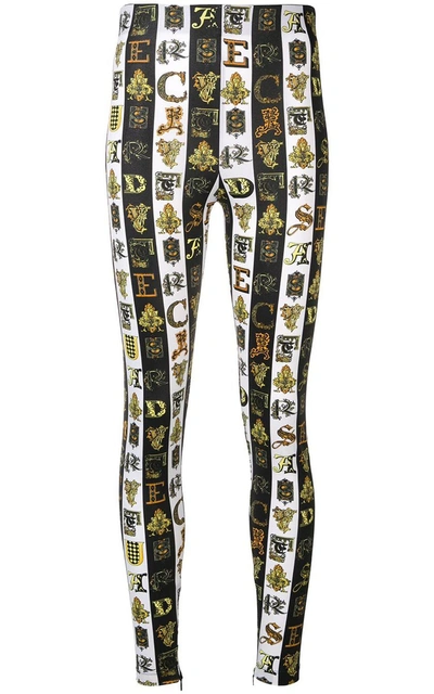 Shop Versace Alphabet-print Lycra Leggings In Unico