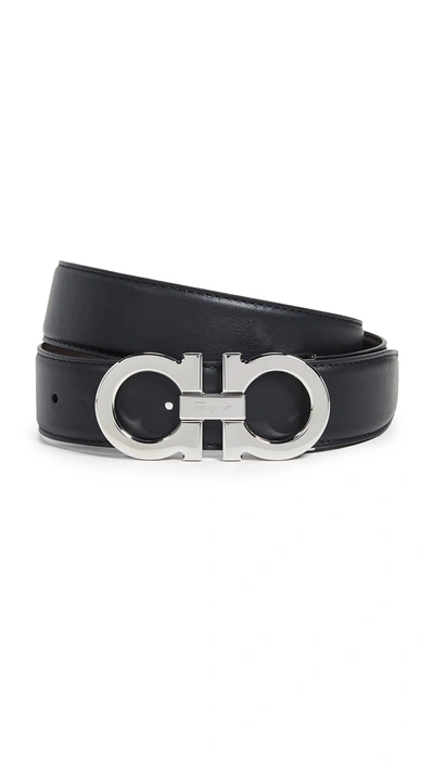 Shop Ferragamo Double Gancio Reversible Belt In Black/brown