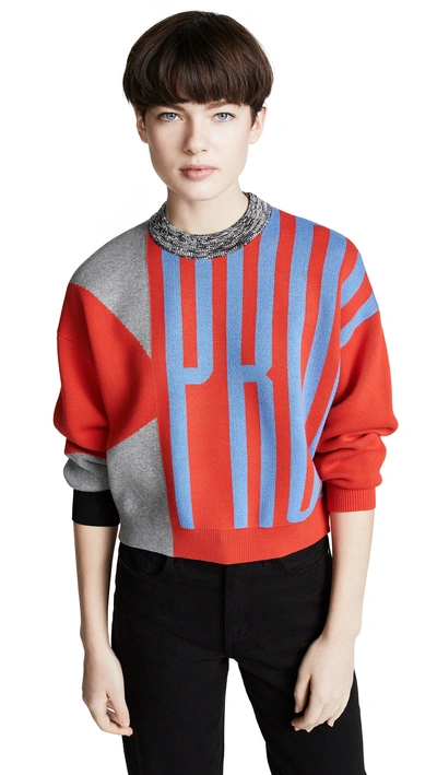 Shop Proenza Schouler Printed Logo Sweater In Bright Red Combo