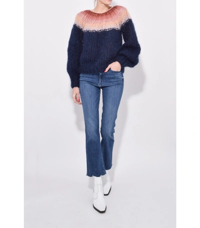 Shop Maiami Mohair Pleated Sweater In Navy