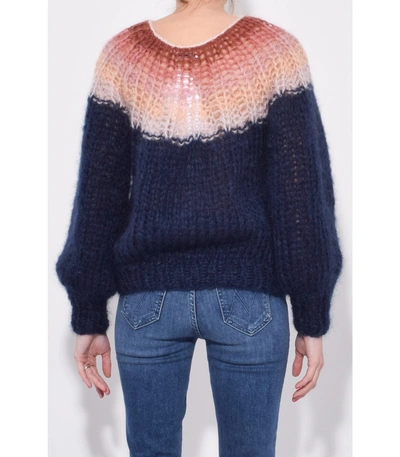 Shop Maiami Mohair Pleated Sweater In Navy