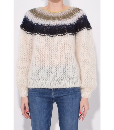 Shop Maiami Mohair Pleated Sweater In Creme In Ivory