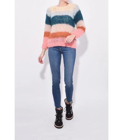 Shop Maiami Mohair Basic Striped Sweater In Vanilla In Multi