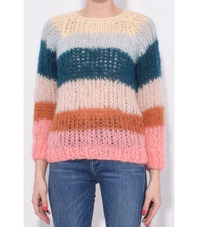 Shop Maiami Mohair Basic Striped Sweater In Vanilla In Multi
