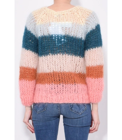 Shop Maiami Mohair Basic Striped Sweater In Vanilla In Multi