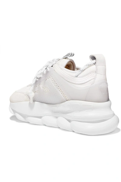 Shop Versace Chain Reaction Mesh, Neoprene And Suede Platform Sneakers In White