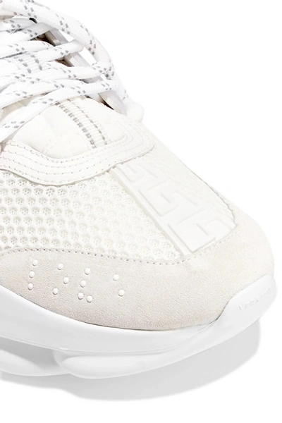 Shop Versace Chain Reaction Mesh, Neoprene And Suede Platform Sneakers In White