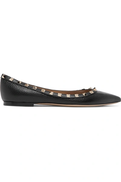 Valentino Garavani Black Rockstud Ballerina Flats | ModeSens