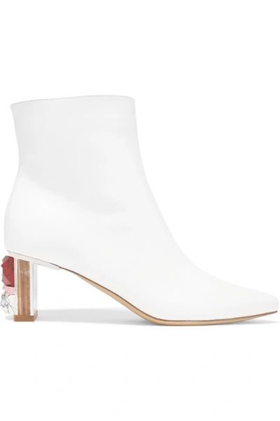 Shop Gabriela Hearst Raya Leather Ankle Boots In White