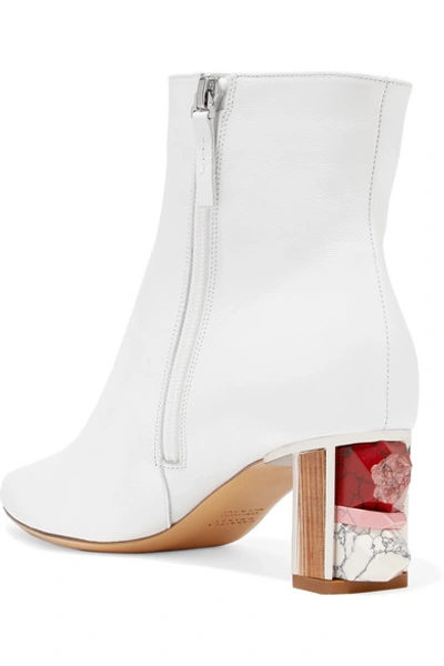 Shop Gabriela Hearst Raya Leather Ankle Boots In White