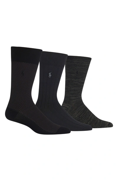 Shop Polo Ralph Lauren Supersoft Bird's Eye Assorted 3-pack Socks In Black