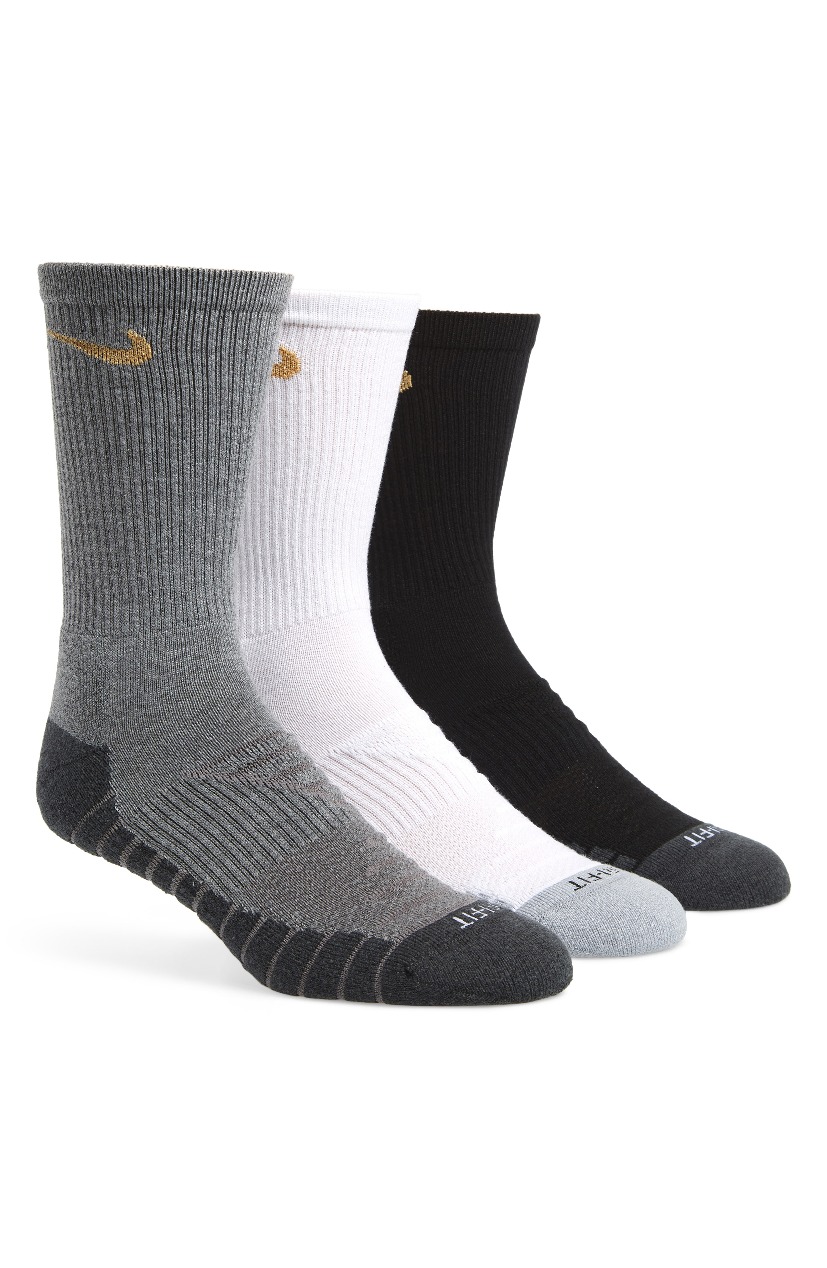 nike white swoosh logo 3 pack crew socks