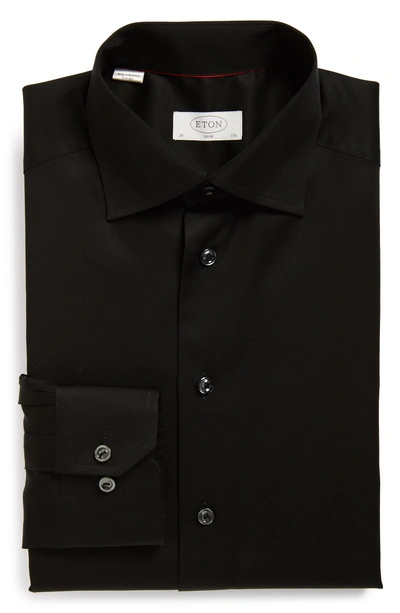 Shop Eton Slim Fit Twill Dress Shirt In Black