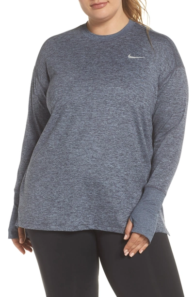 Shop Nike Dry Element Long Sleeve Top In Gridiron/ Ashen Slate/ Heather