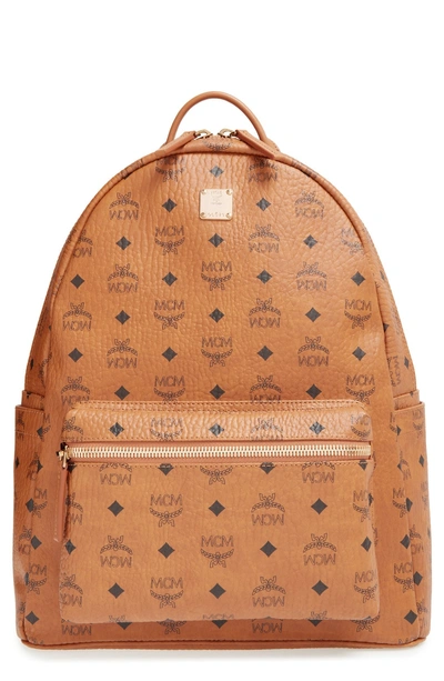 Shop Mcm Medium Stark - Visetos Backpack - Brown In Cognac