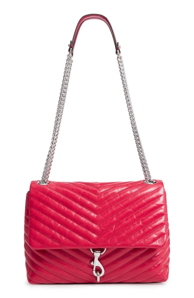 Shop Rebecca Minkoff Edie Flap Front Leather Shoulder Bag - Red In Scarlet