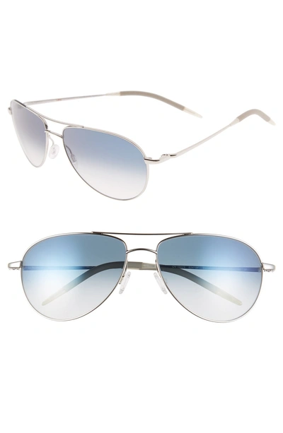 Shop Oliver Peoples 'benedict' 59mm Gradient Aviator Sunglasses - Silver/ Chrome Sapphire