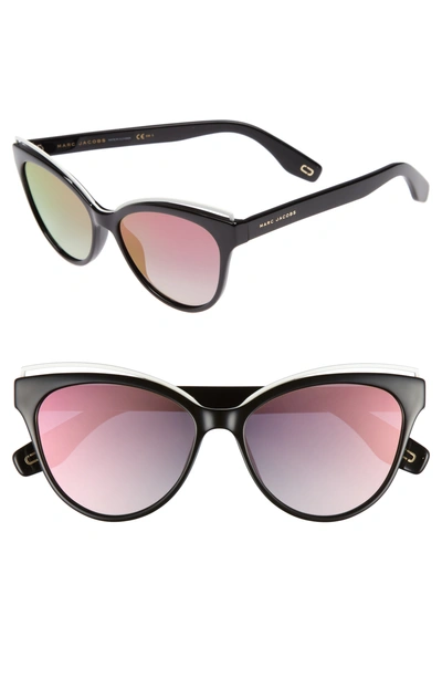 Shop Marc Jacobs 55mm Cat Eye Sunglasses - Black/ Pink