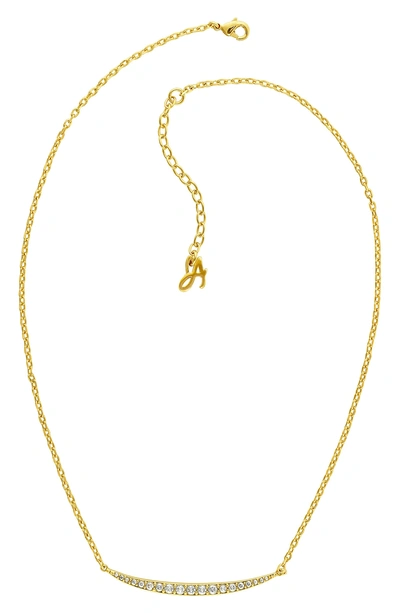 Shop Adore Curved Crystal Bar Necklace In Gold