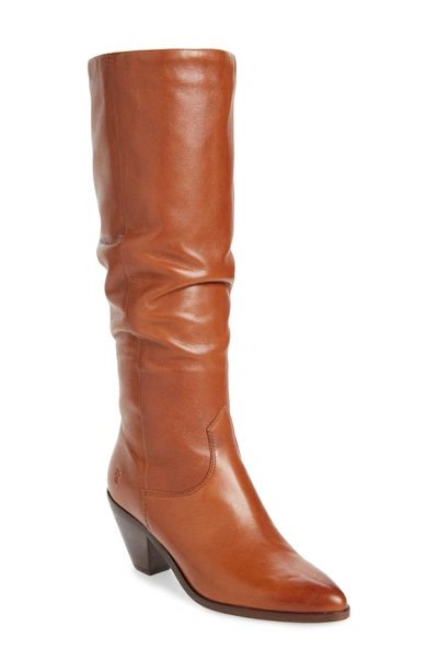 Shop Frye Lila Slouchy Knee High Boot In Saddle Leather