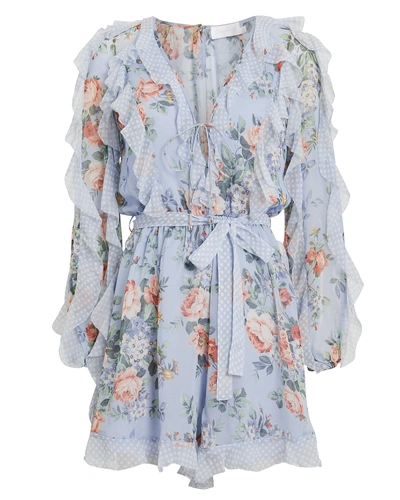 Shop Zimmermann Bowie Silk Frill Romper