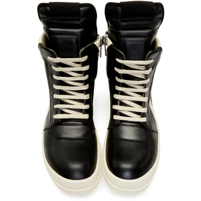 Shop Rick Owens Black And Off-white Geobasket High-top Sneakers