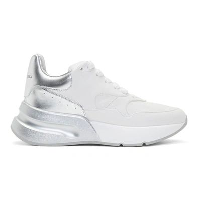 Shop Alexander Mcqueen White And Silver Oversized Runner Sneakers In 9071 Wt/sil