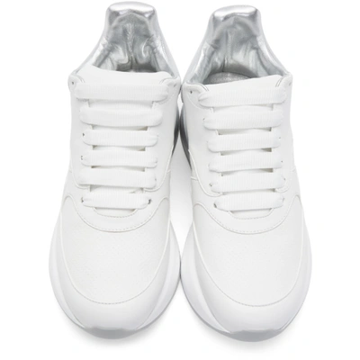 Shop Alexander Mcqueen White And Silver Oversized Runner Sneakers In 9071 Wt/sil