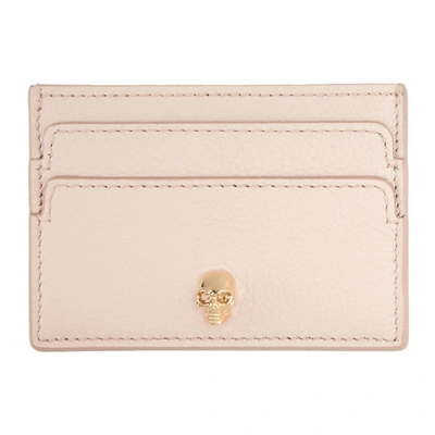 Shop Alexander Mcqueen Pink Skull Card Holder In 9901 Nude