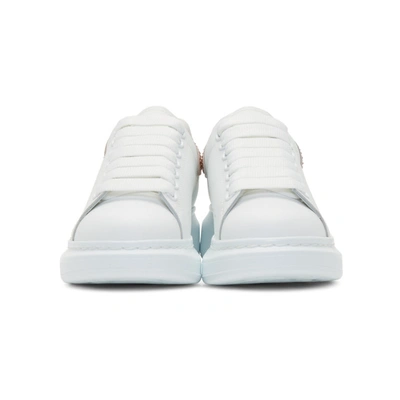 Shop Alexander Mcqueen White And Pink Crystal Oversized Sneakers In 9273 Peonia