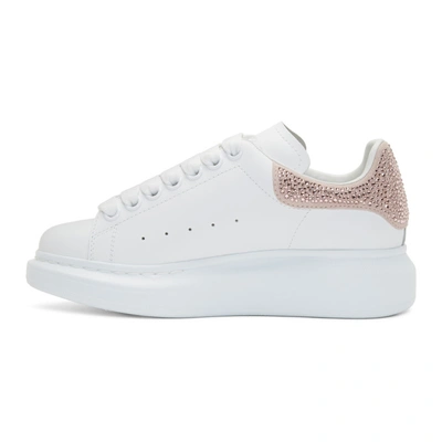 Shop Alexander Mcqueen White And Pink Crystal Oversized Sneakers In 9273 Peonia