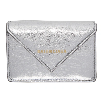 Shop Balenciaga Silver Mini Papier Wallet In 1414 Silver