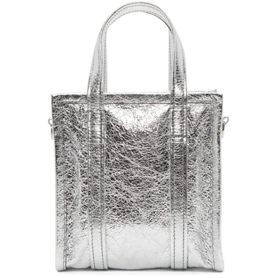 Shop Balenciaga Silver Xxs Bazar Shopper Tote In 1414 Silver