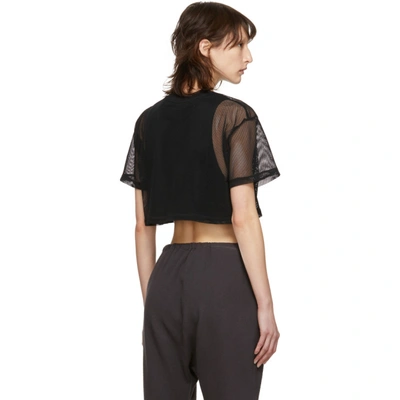 Shop Alexander Wang Black Crop Printed Mesh T-shirt In 001 Black