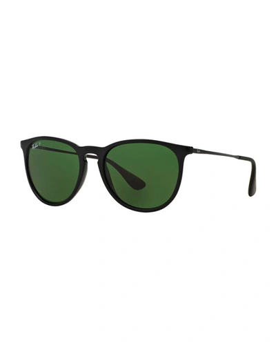 Ray Ban Polarized Aviator Sunglasses In Black/green