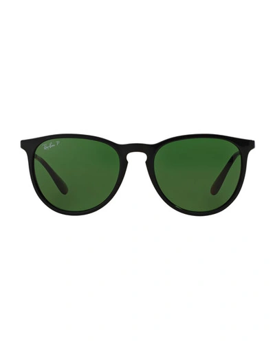 Ray Ban Polarized Aviator Sunglasses In Black/green