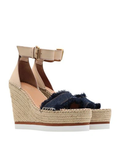 Shop See By Chloé Woman Sandals Beige Size 11 Textile Fibers, Calfskin