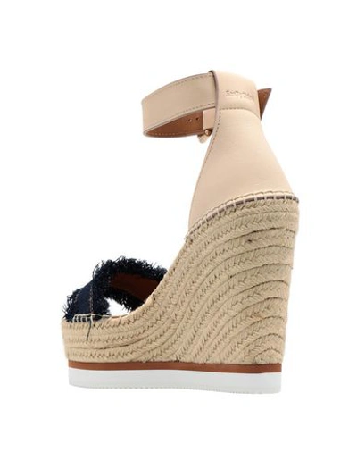 Shop See By Chloé Woman Sandals Beige Size 11 Textile Fibers, Calfskin